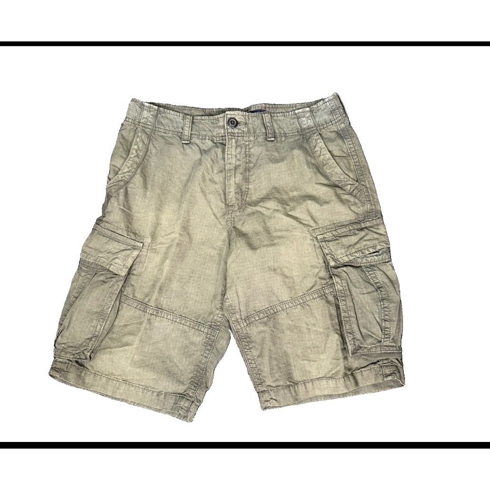 American Eagle Longer Length Green Cargo Shorts Men's Size 32 Paratrooper EUC